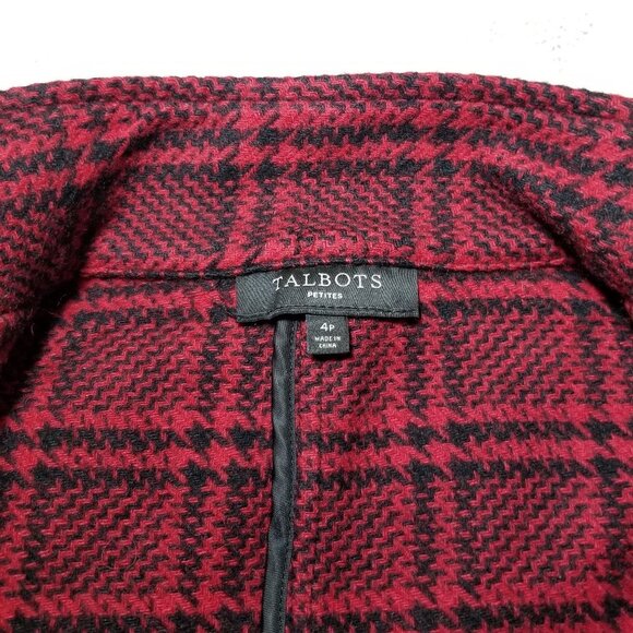 Talbots Petites glen plaid blazer jacket red sz 4P - Picture 6 of 8